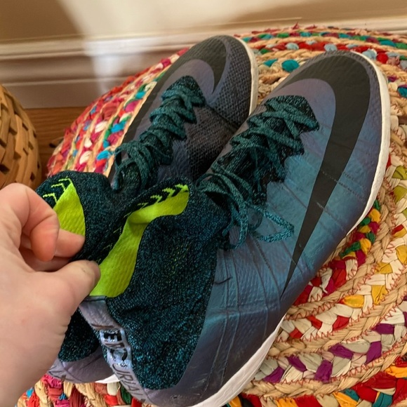 Nike Mercurial X Teal and Black Indoor Soccer Sneakers Shoes - Picture 4 of 6